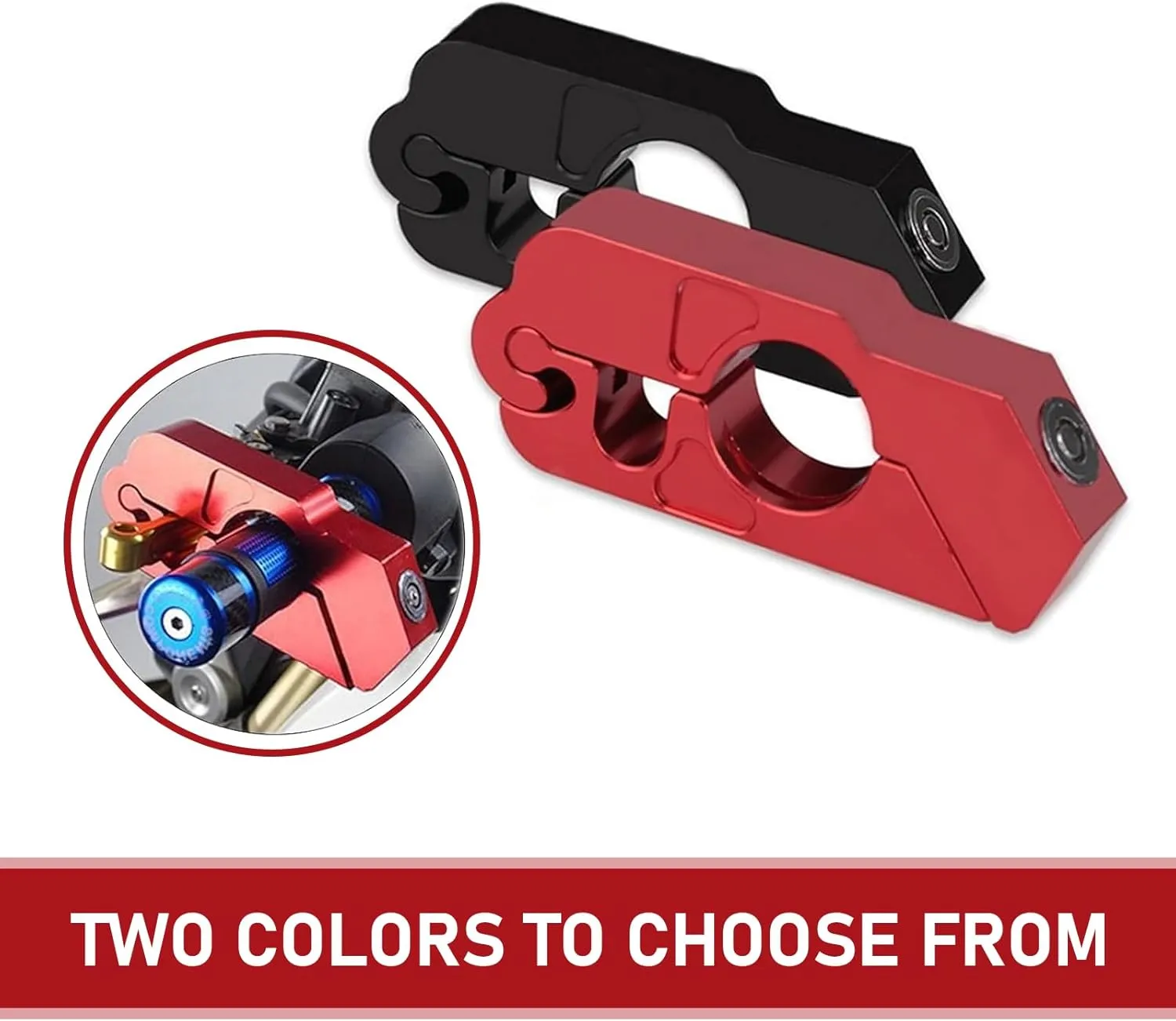 1 PC Motorcycle Handlebar Anti-Theft Lock, Waterproof Rust-Proof Lock Cylinder with Anti-Scratch Gasket, Brake and Throttle Handle Safety Lock, Universal for Motorcycles Scooters Bike (Red)