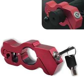 1 PC Motorcycle Handlebar Anti-Theft Lock, Waterproof Rust-Proof Lock Cylinder with Anti-Scratch Gasket, Brake and Throttle Handle Safety Lock, Universal for Motorcycles Scooters Bike (Red)