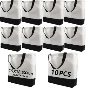 10 pcs Sublimation Tote Bags,polyester tote bags for sublimation, blank canvas tote bags for DIY Crafting and Decorating
