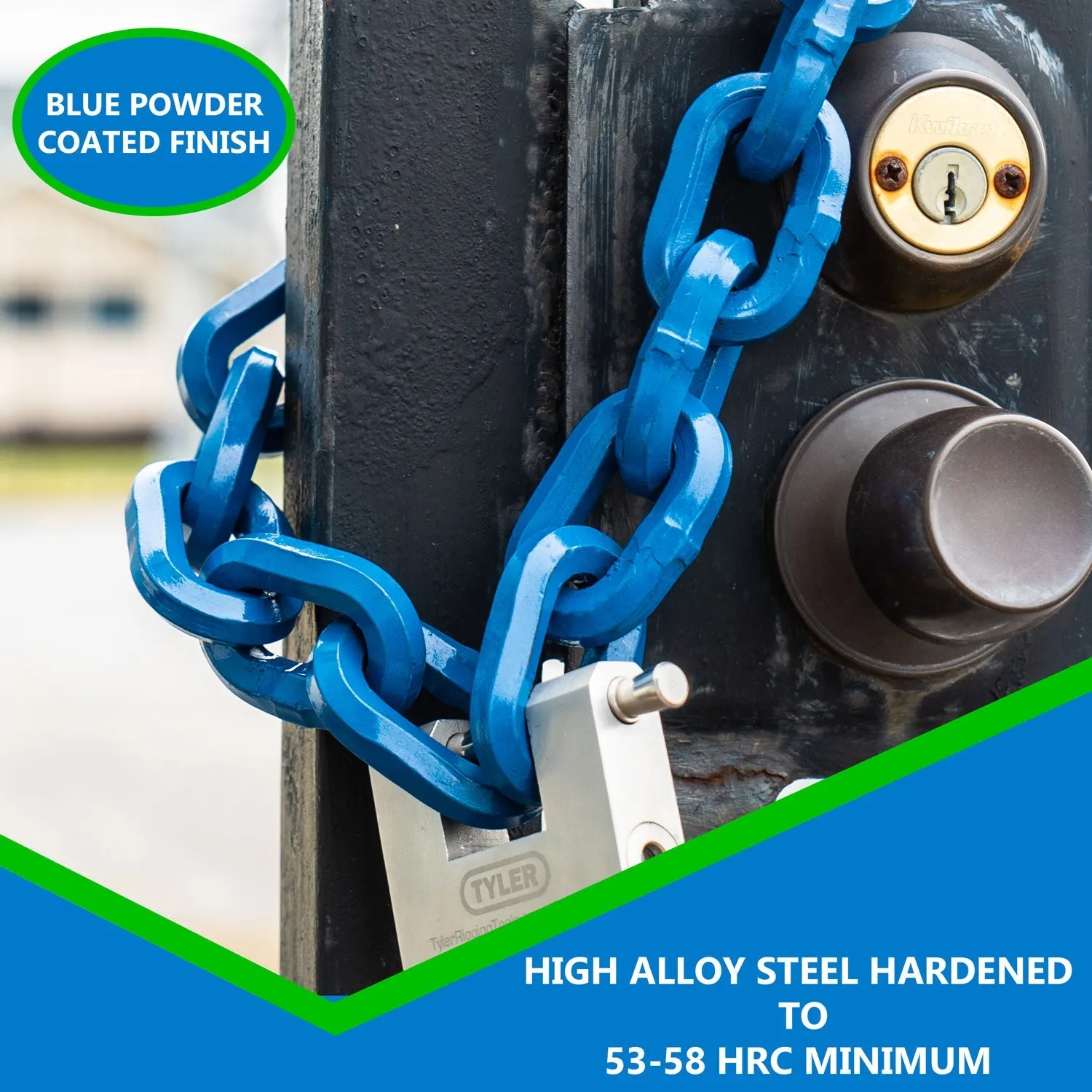 7/16" Tyler Tool Hardened Alloy Hex Shape Anti-Theft Chain, Blue