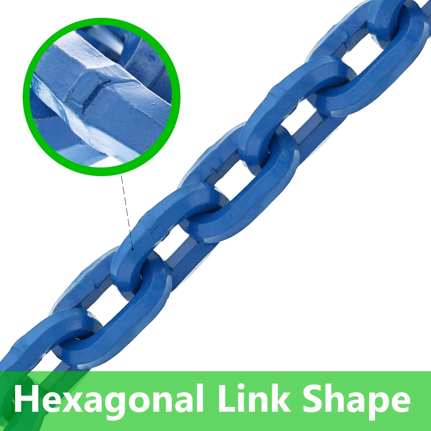 7/16" Tyler Tool Hardened Alloy Hex Shape Anti-Theft Chain, Blue