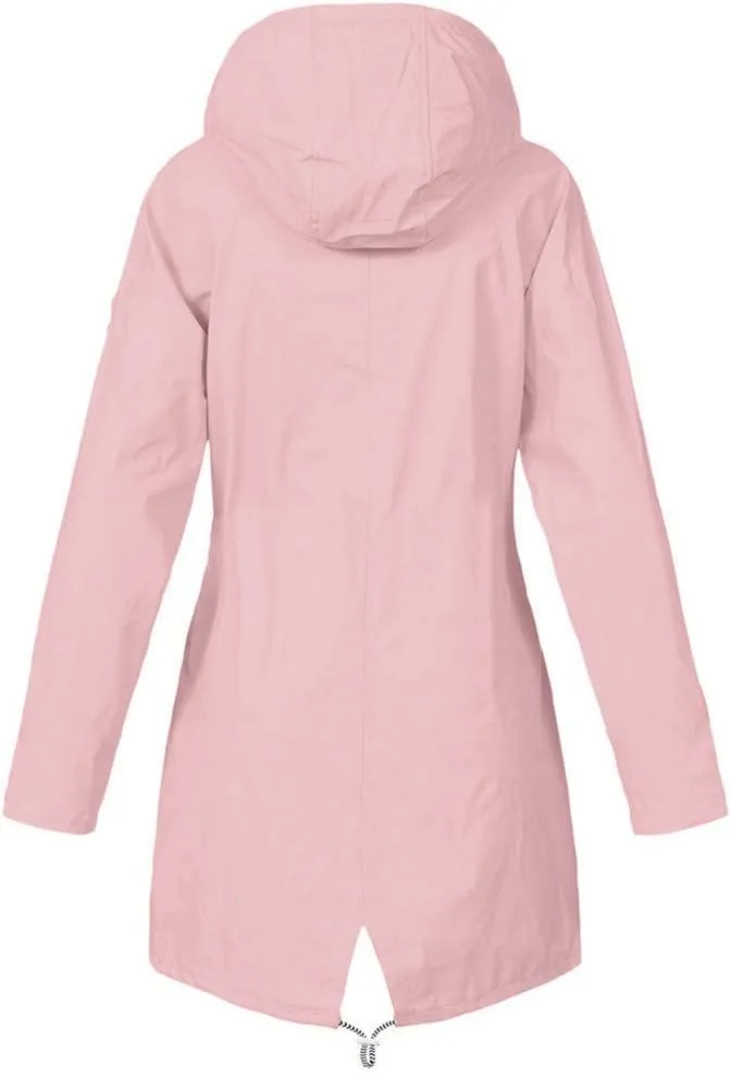 Aniywn Women's Waterproof Raincoat Outdoor Hooded Rain Jacket Windbreaker Lightweight Travel Rain Jacket Coats with Hood