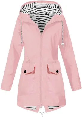 Aniywn Women's Waterproof Raincoat Outdoor Hooded Rain Jacket Windbreaker Lightweight Travel Rain Jacket Coats with Hood