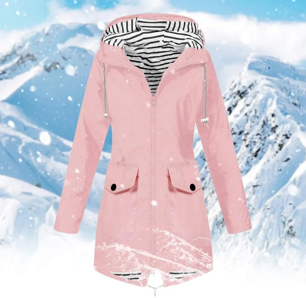 Aniywn Women's Waterproof Raincoat Outdoor Hooded Rain Jacket Windbreaker Lightweight Travel Rain Jacket Coats with Hood