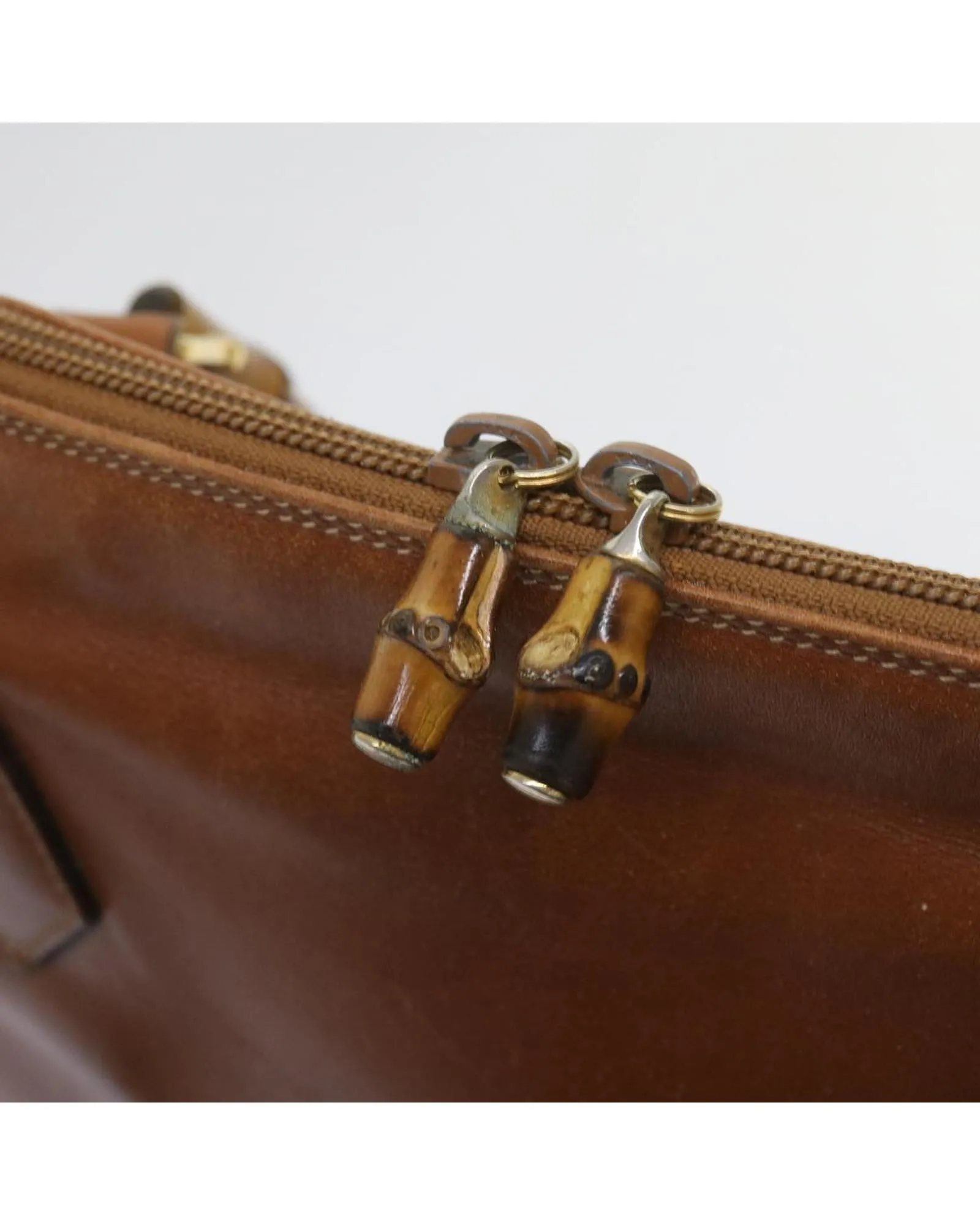 Authentic Leather Bamboo Handbag by Gucci