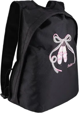 Ballet Backpack Girls Lightweight Embroidered Sturdy Oxford Cloth Dance Bag Pink (Black sequin dance shoes)