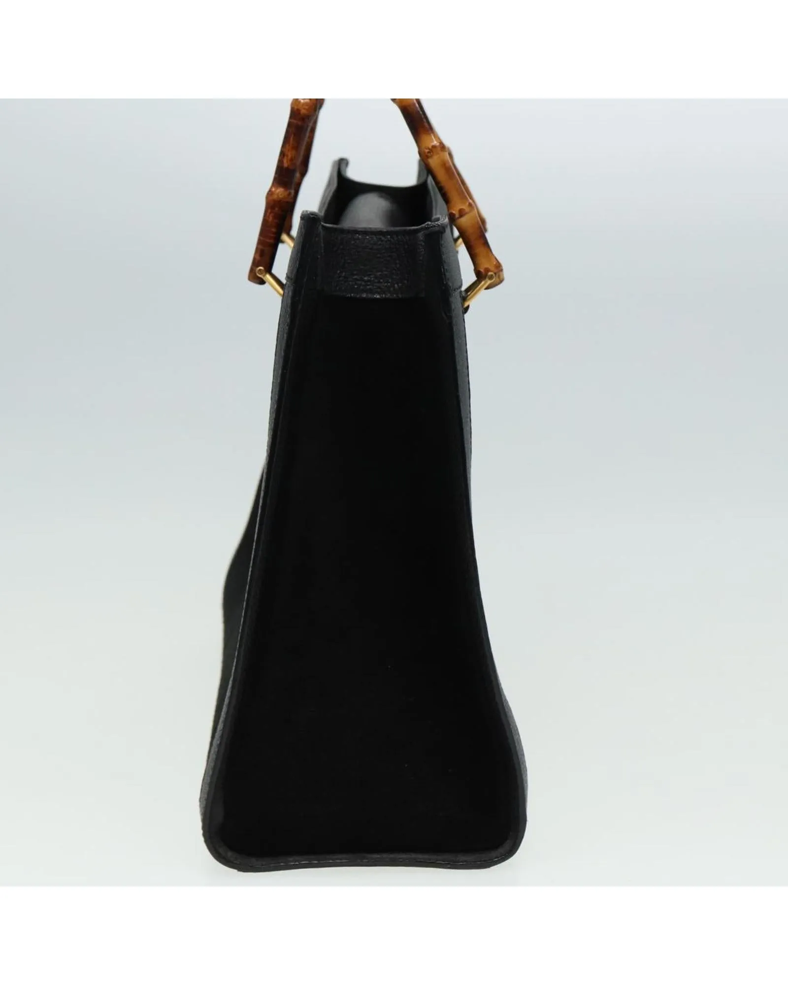 Bamboo Handle Leather Handbag