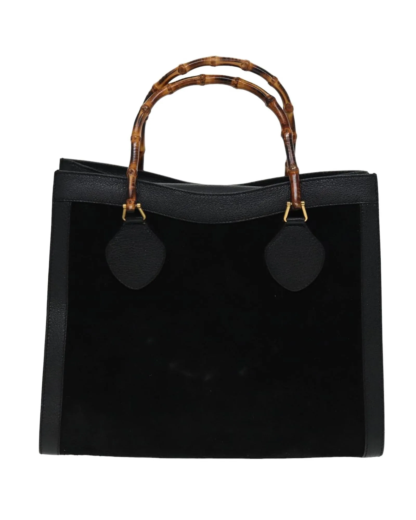 Bamboo Handle Leather Handbag