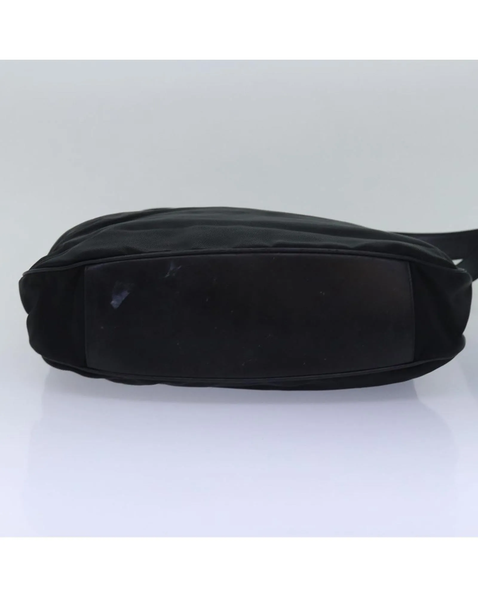 Bamboo Handle Nylon Handbag with Shoulder Strap