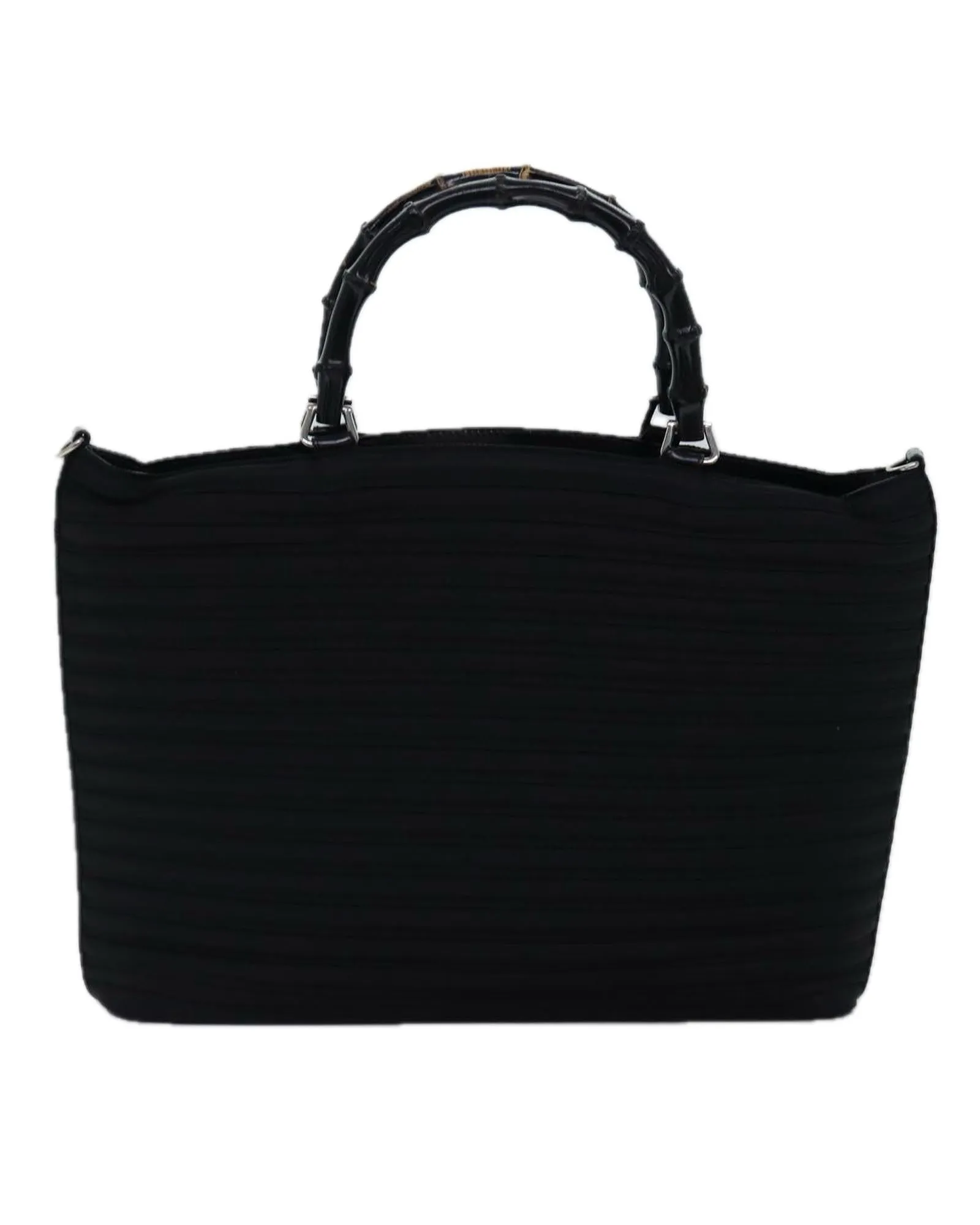 Bamboo Handle Nylon Handbag