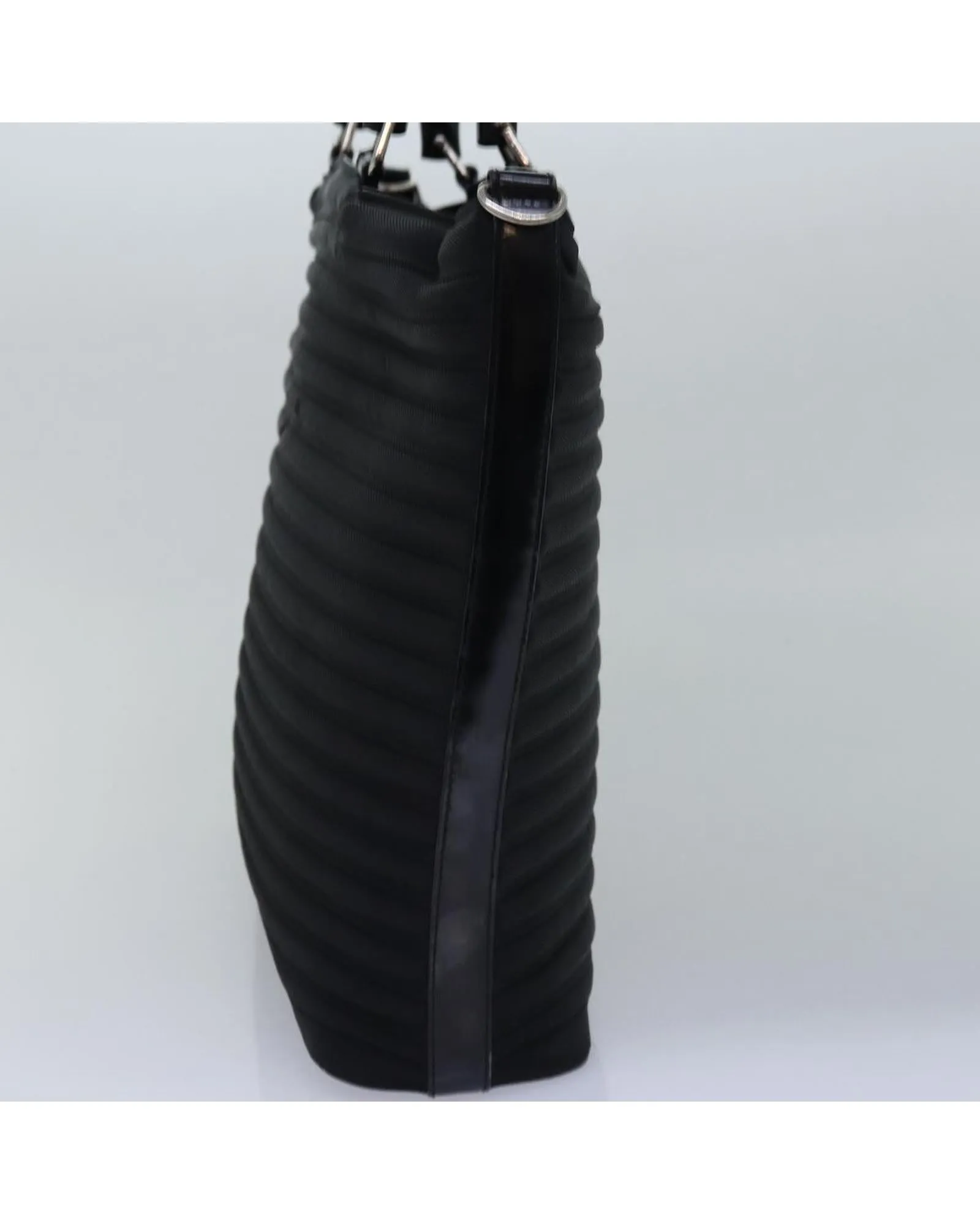 Bamboo Handle Nylon Handbag