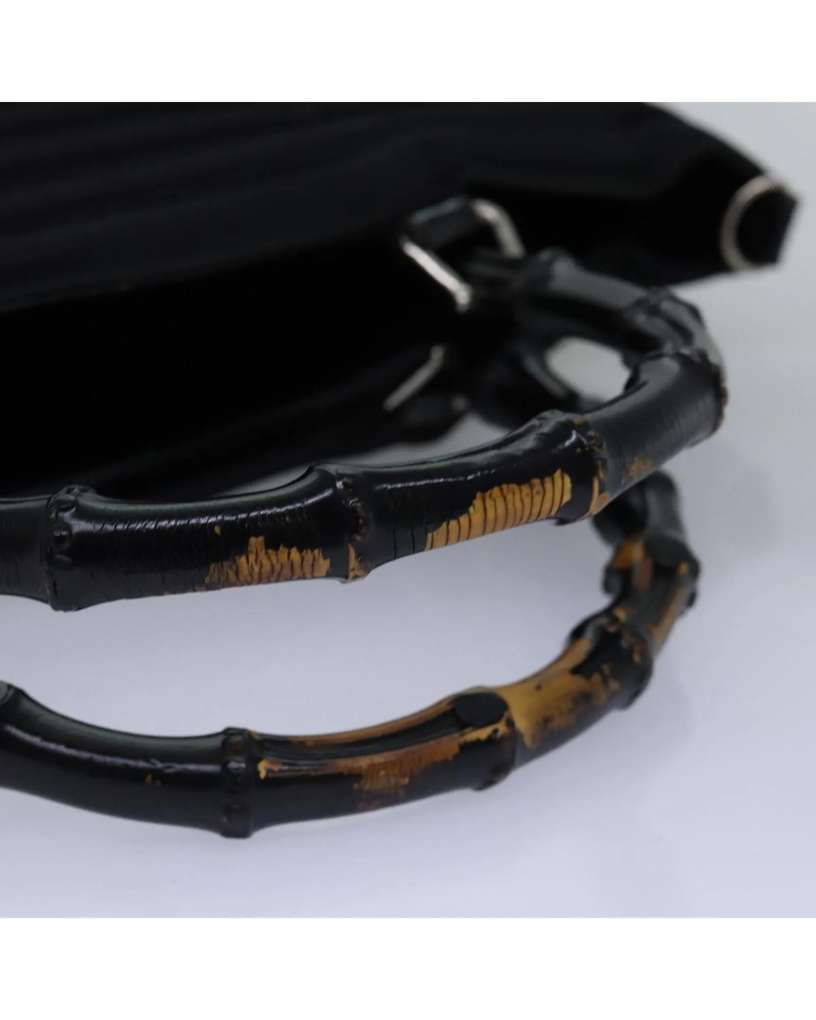 Bamboo Handle Nylon Handbag