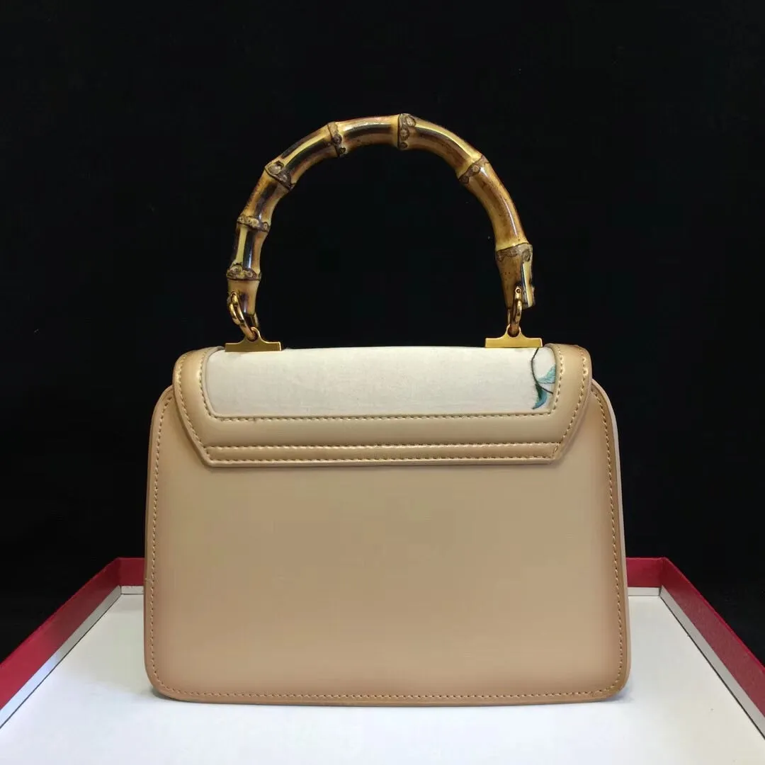 Bamboo retro hand su embroidery cowhide bag shoulder bag handbag