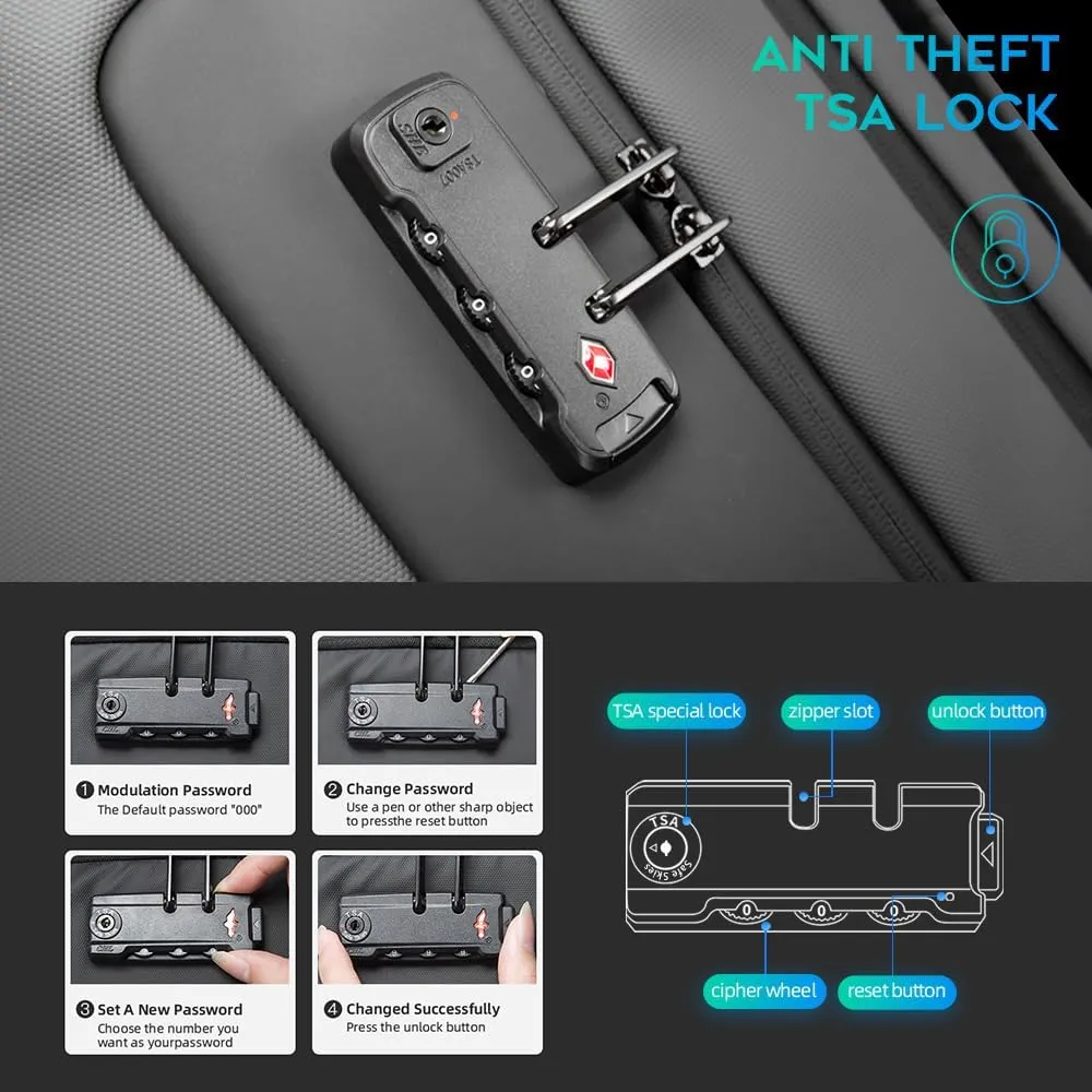 BANGE Anti Theft Backpack With TSA Lock,Waterproof Backpacks With YKK Zipper, High Tech Business Backpack For Men And Women, Laptop Backpack Fits For 17.3 Inch Notebook