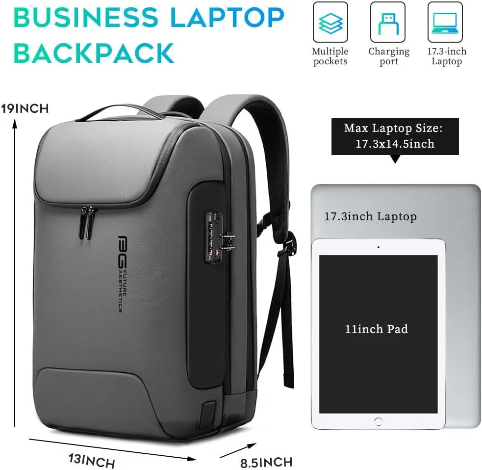 BANGE Anti Theft Backpack With TSA Lock,Waterproof Backpacks With YKK Zipper, High Tech Business Backpack For Men And Women, Laptop Backpack Fits For 17.3 Inch Notebook