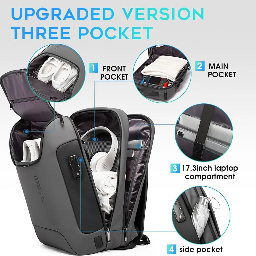 BANGE Anti Theft Backpack With TSA Lock,Waterproof Backpacks With YKK Zipper, High Tech Business Backpack For Men And Women, Laptop Backpack Fits For 17.3 Inch Notebook