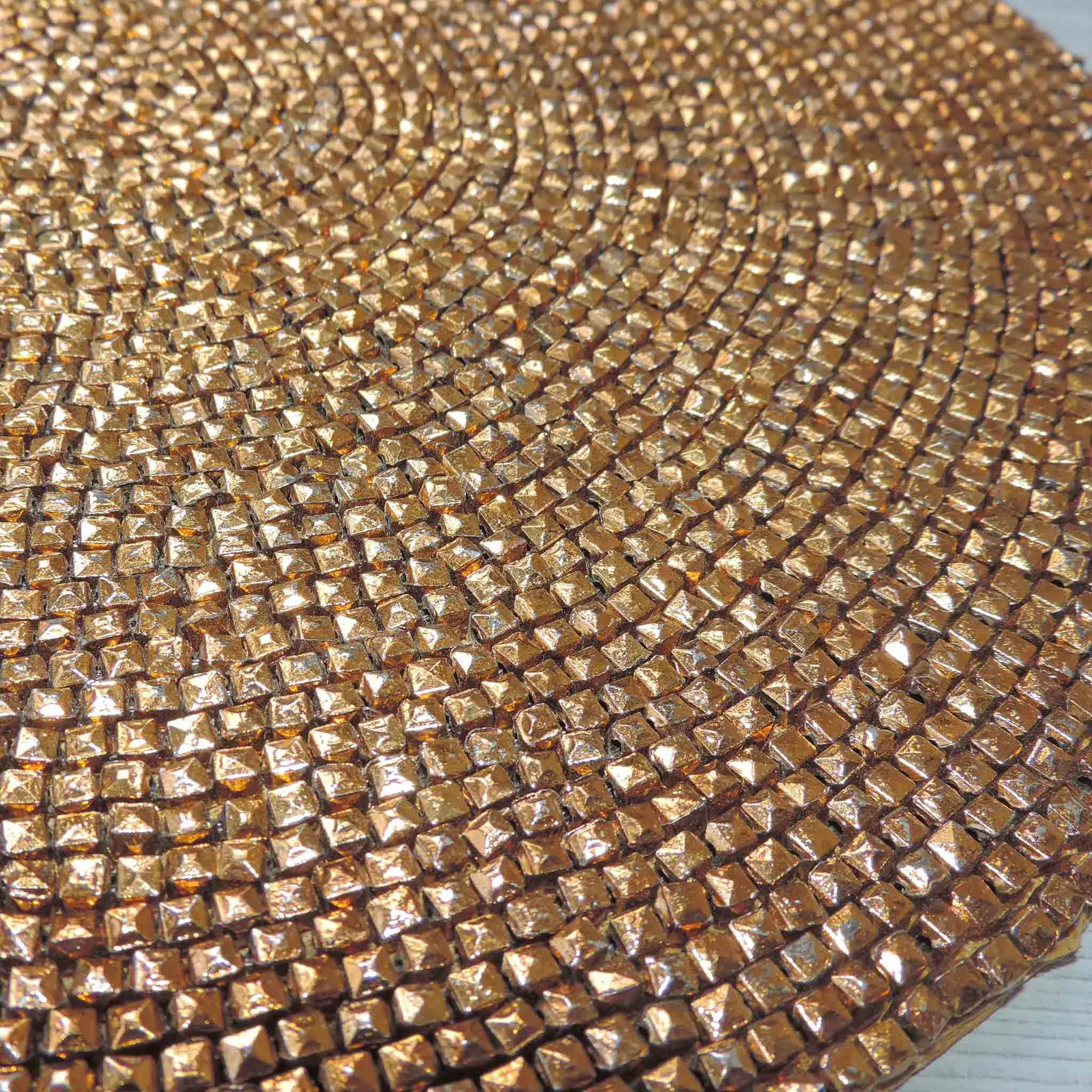 Bead Embroidered Mosiac Placemat in Antique Gold, Set of 2
