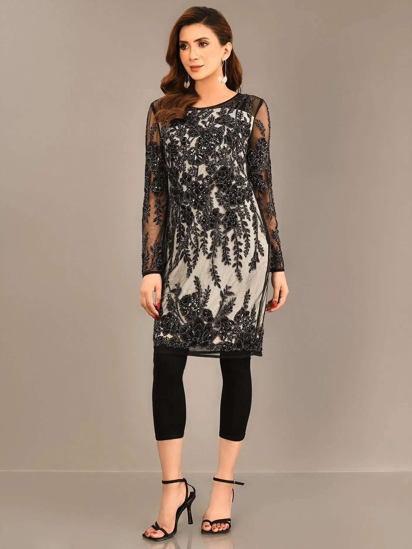 Beaded Net Dress