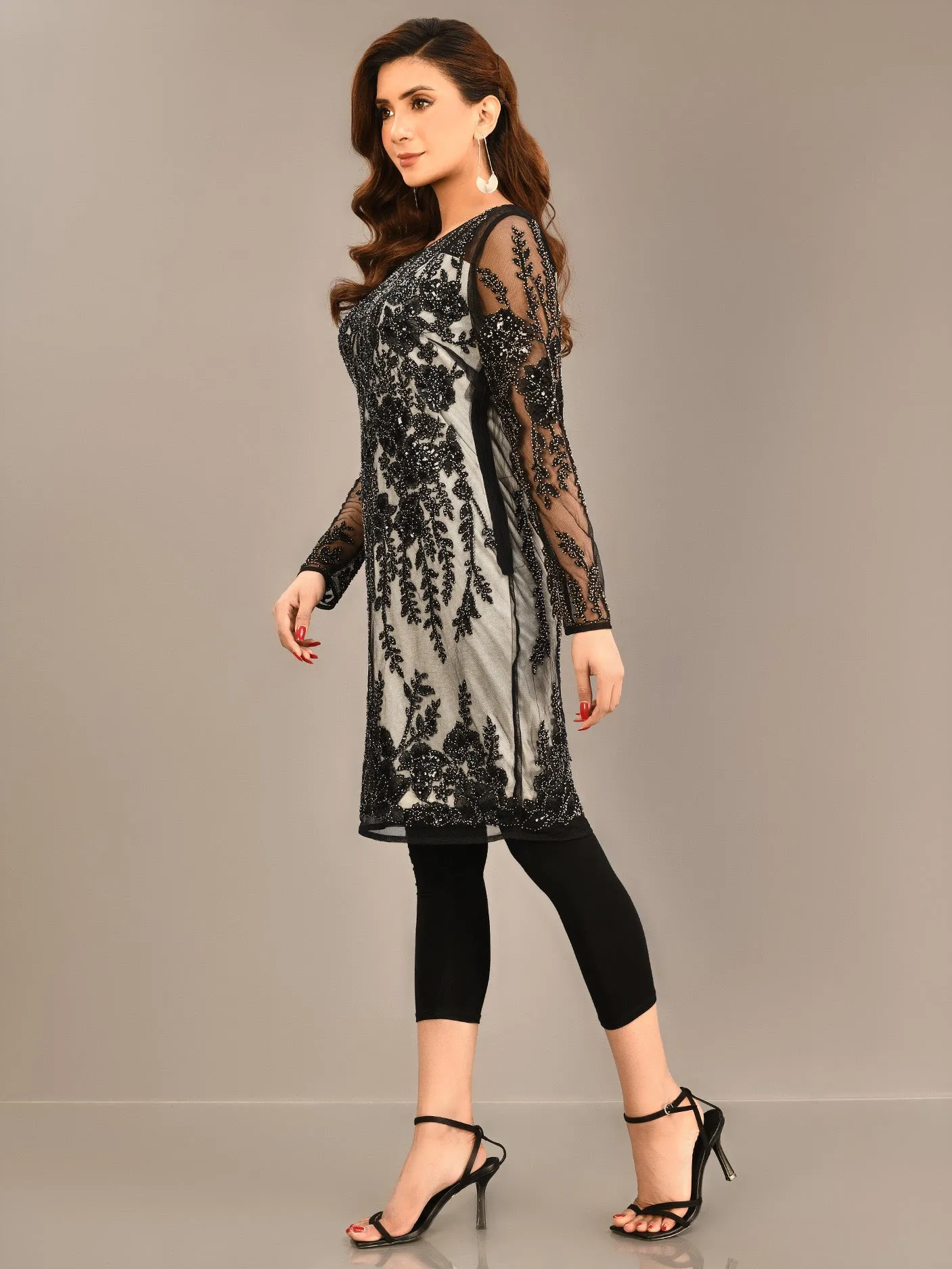Beaded Net Dress