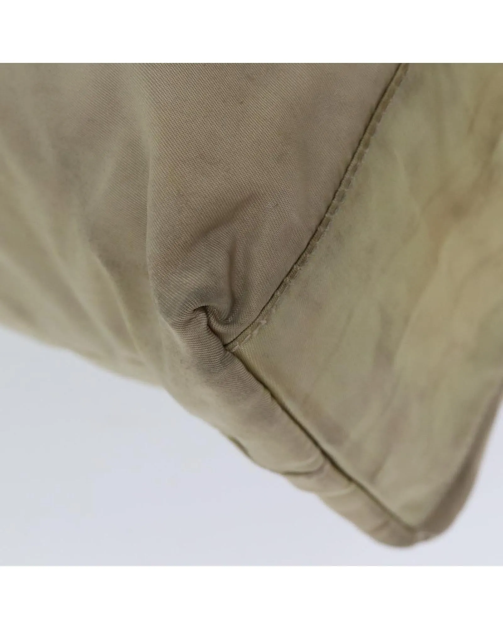 Beige Nylon Tote Bag with Scratches and Rubbing
