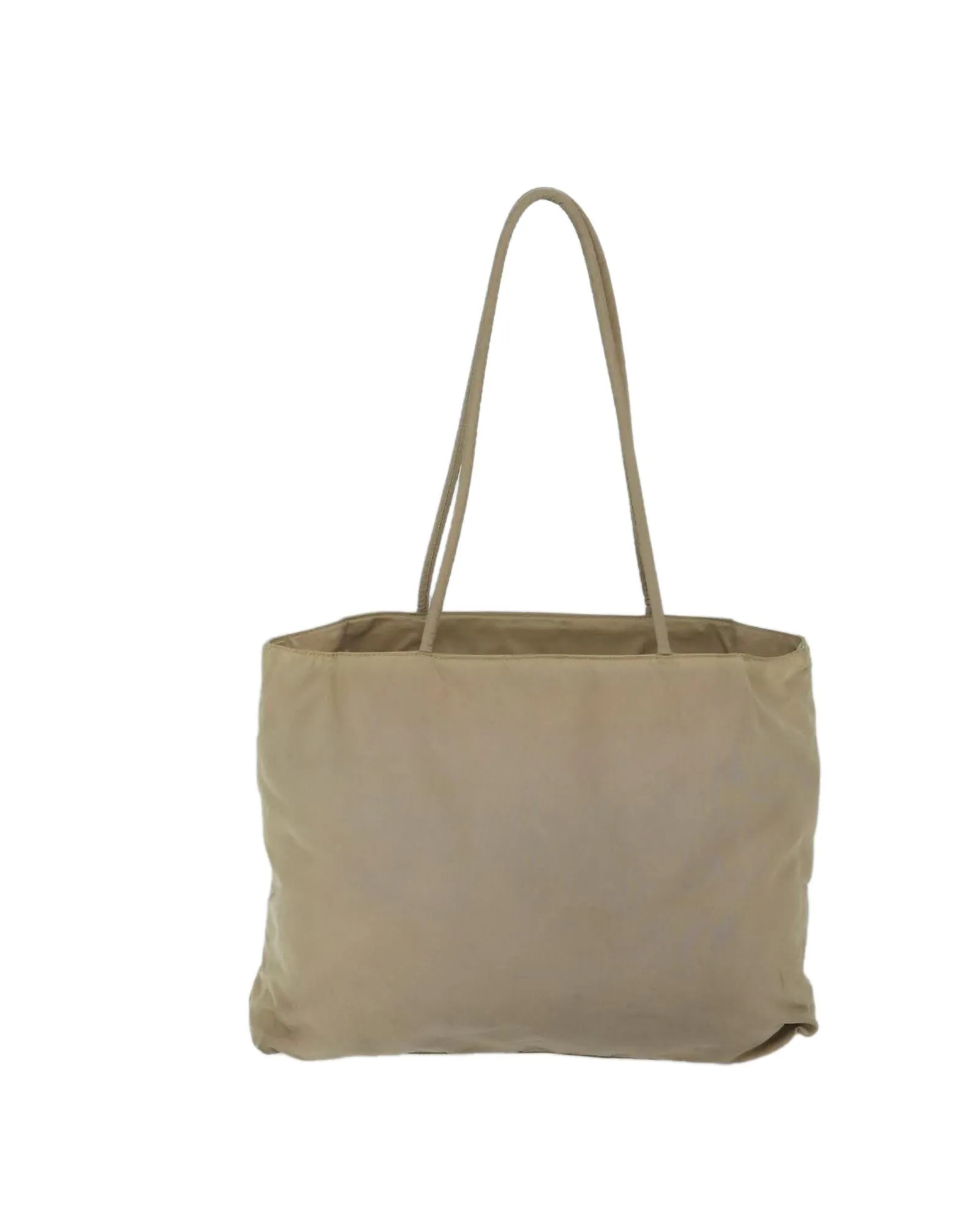 Beige Nylon Tote Bag with Scratches and Rubbing
