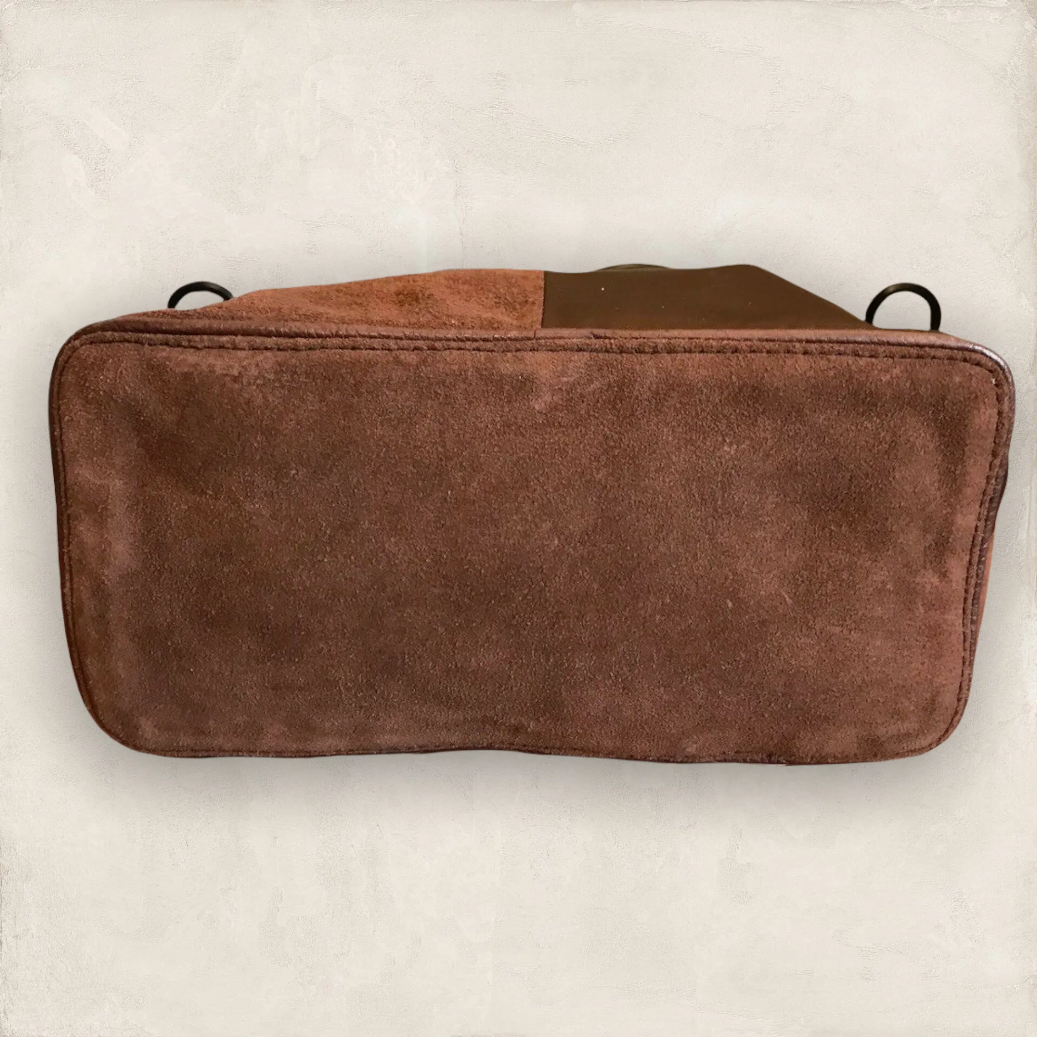 Beverly Feldman for Russell & Bromley Vintage Brown Suede & Satin Handbag