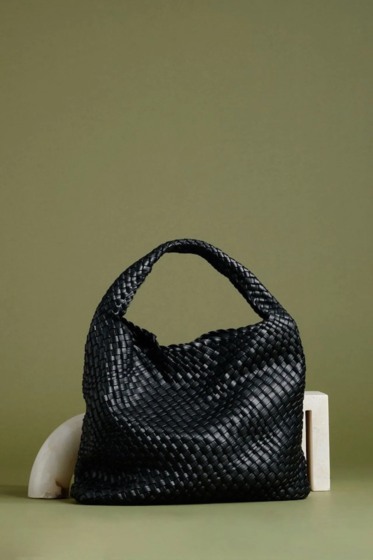 Black Woven Shoulder Bag
