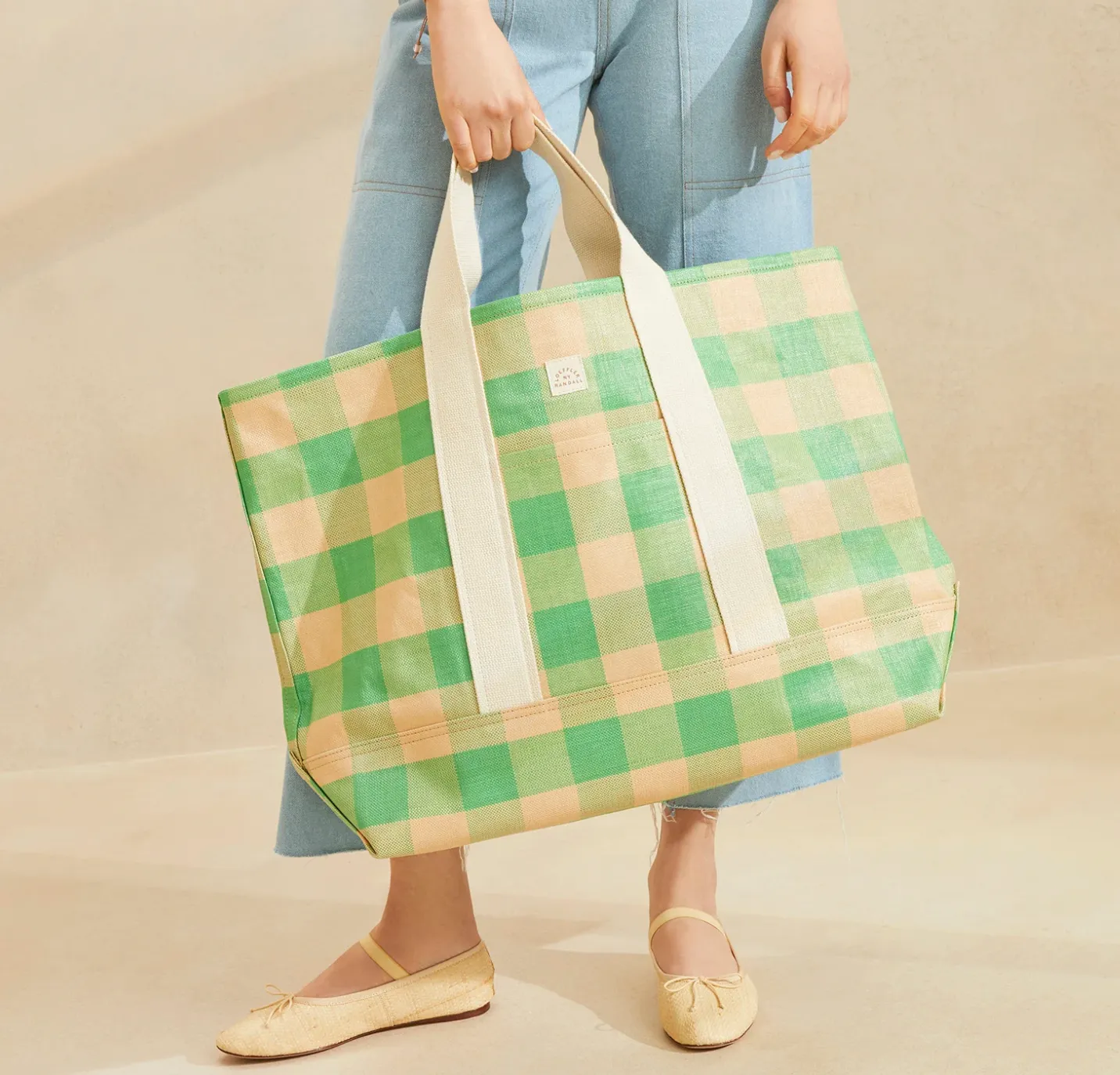 Bodie Green Gingham Oversized Tote