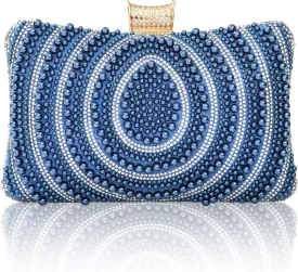 Bridal Wedding Evening Handbags Pearl Beaded Purses for Women Luxury Clutch Bag with Chain