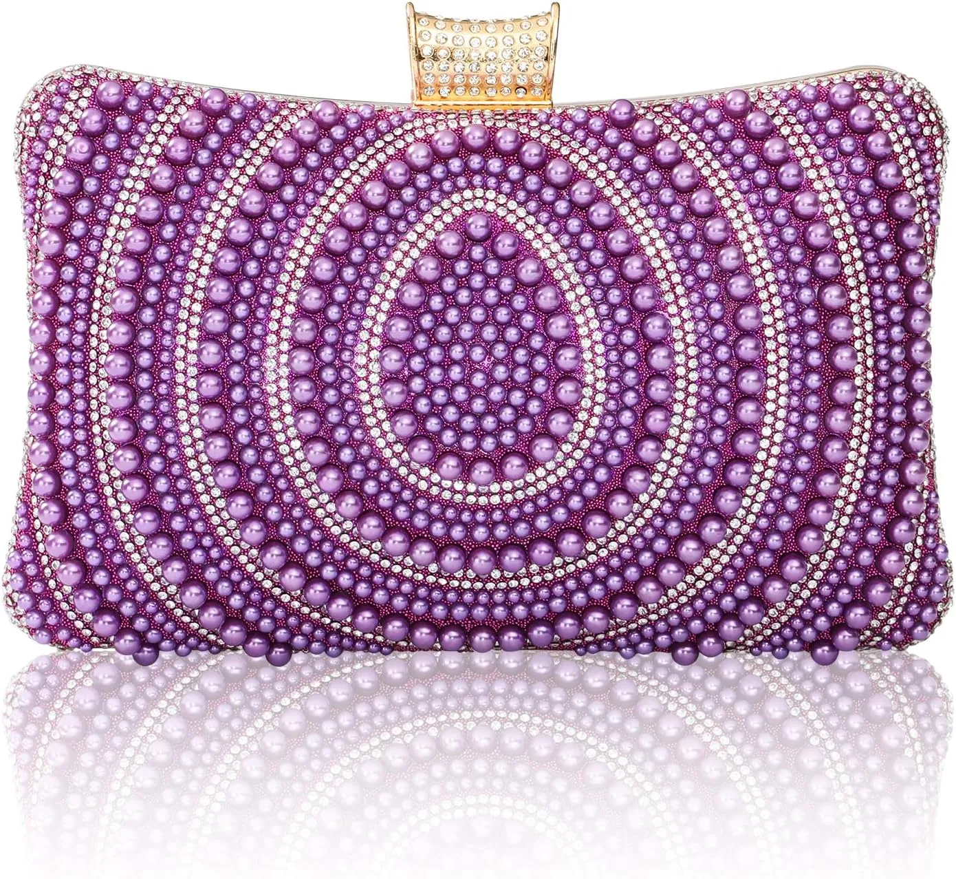 Bridal Wedding Evening Handbags Pearl Beaded Purses for Women Luxury Clutch Bag with Chain