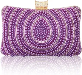 Bridal Wedding Evening Handbags Pearl Beaded Purses for Women Luxury Clutch Bag with Chain