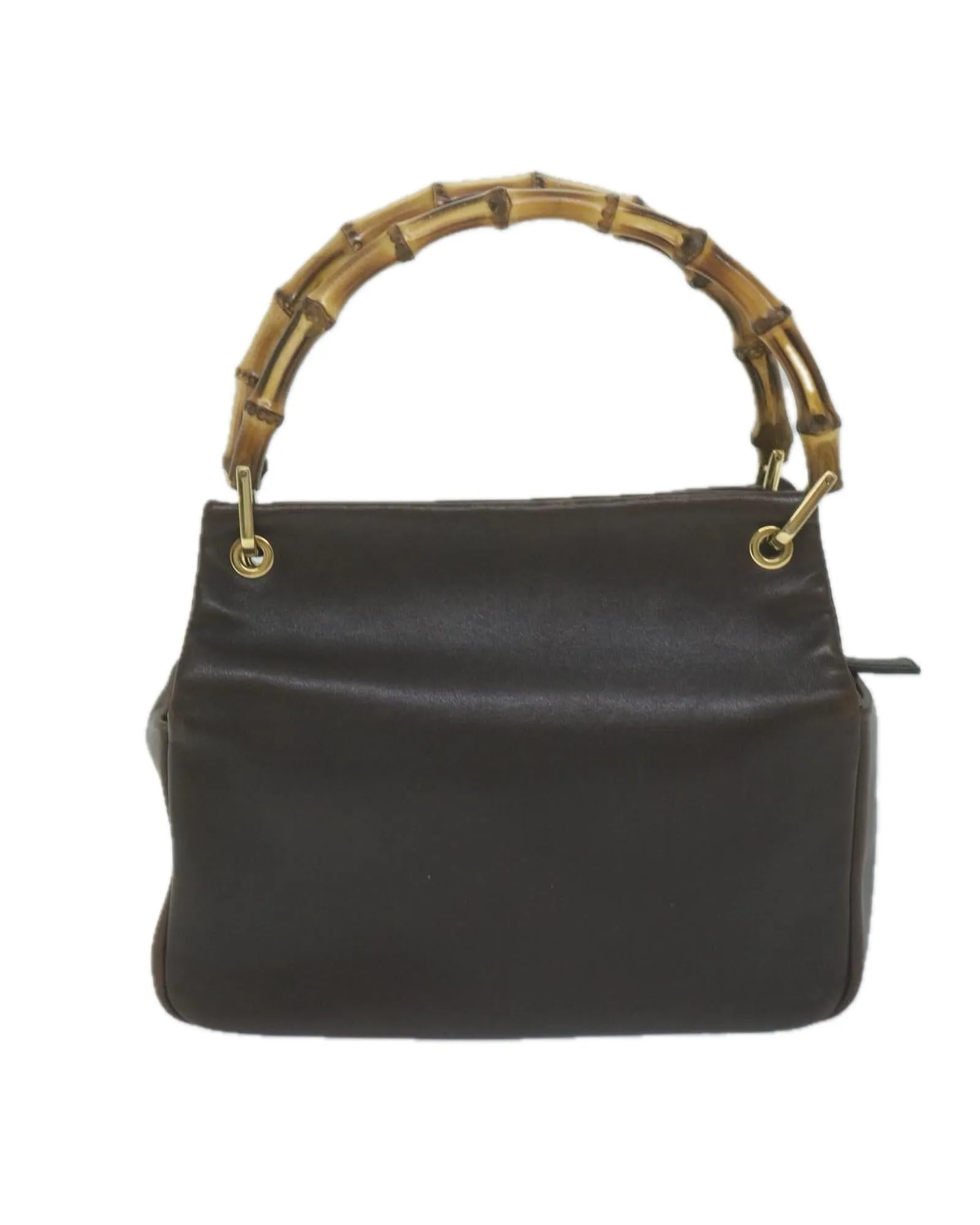 Brown Leather Bamboo Style Handbag