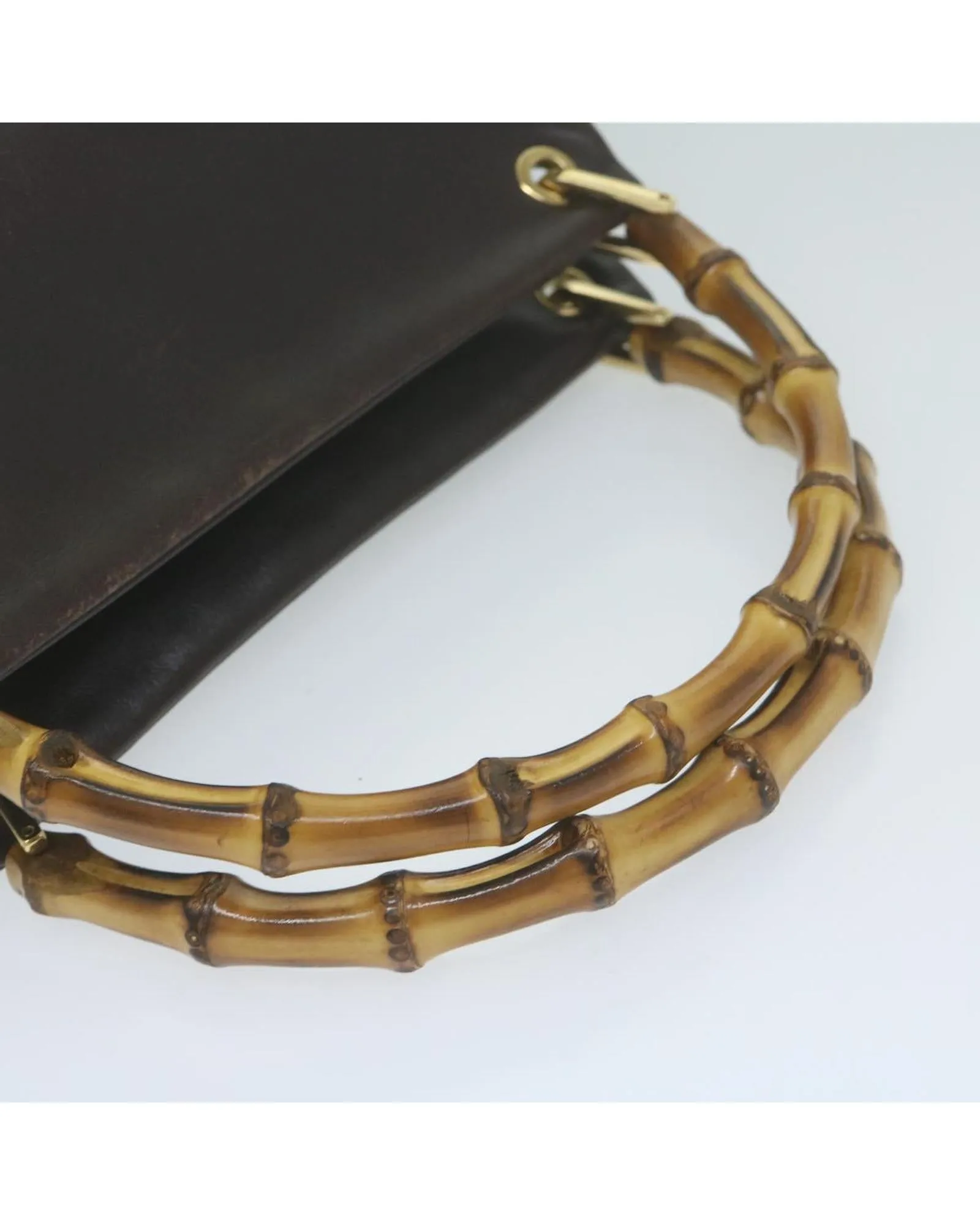 Brown Leather Bamboo Style Handbag
