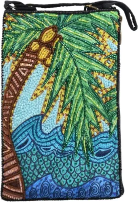 BTC Beaded Phone Crossbody Pouch Bag, Multi Carry Options, Coastal Beach Themes
