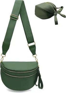 Bum Bags for Women Nylon Crossbody Bag, Spacious Fanny Packs Belt Bag Large Sling Bag with Adjustable Strap