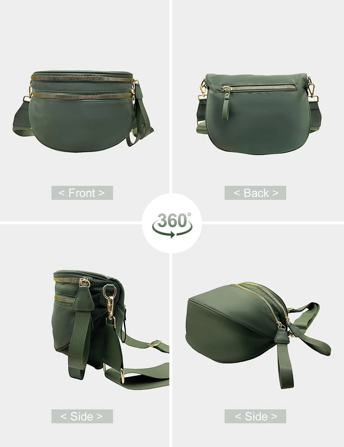 Bum Bags for Women Nylon Crossbody Bag, Spacious Fanny Packs Belt Bag Large Sling Bag with Adjustable Strap