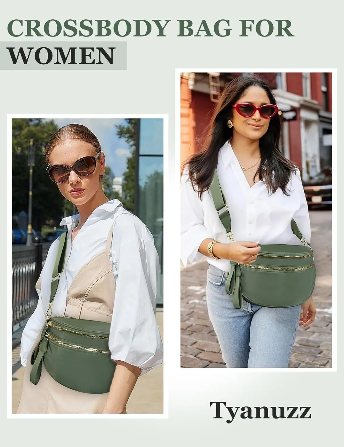Bum Bags for Women Nylon Crossbody Bag, Spacious Fanny Packs Belt Bag Large Sling Bag with Adjustable Strap