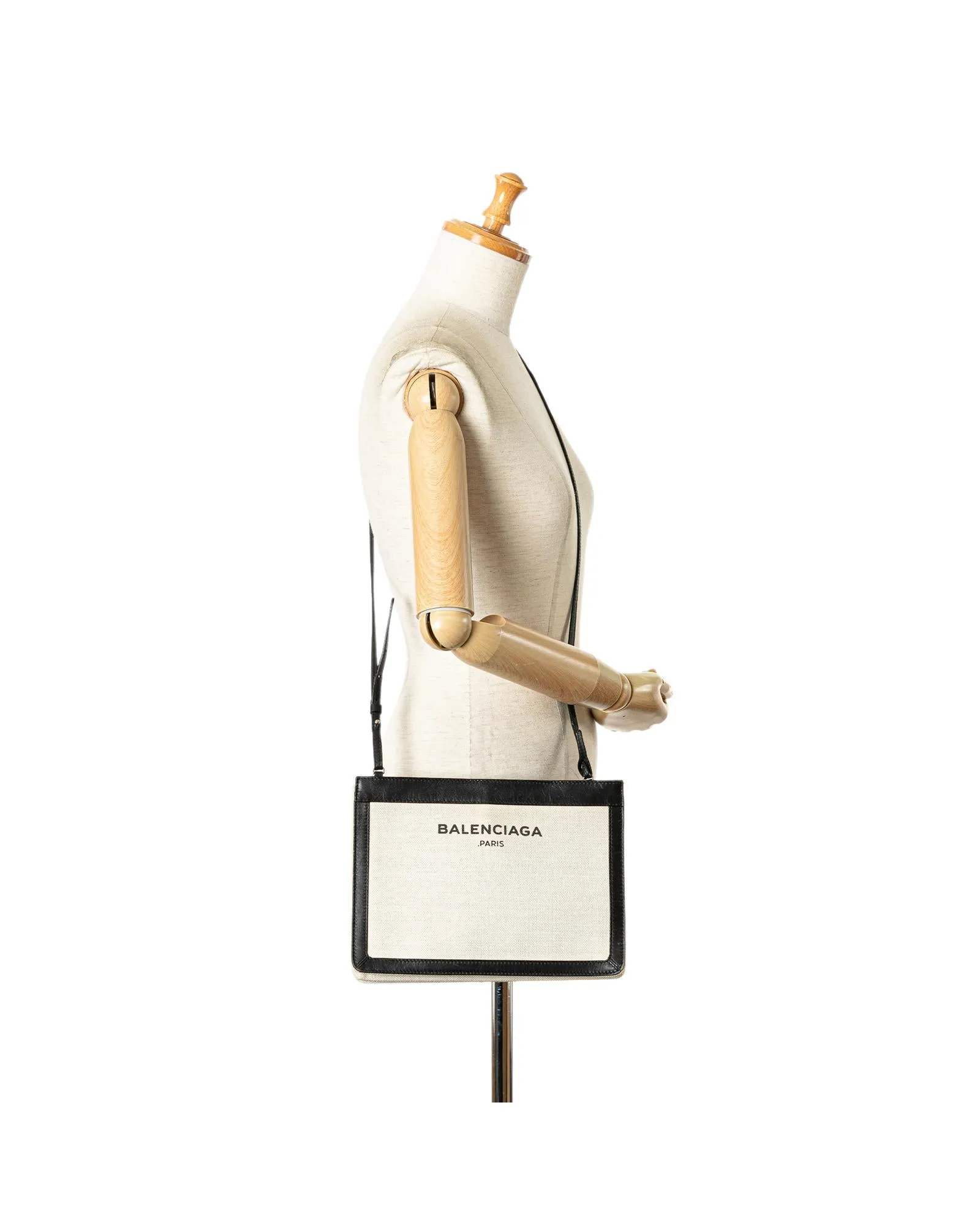 Canvas and Leather Crossbody Bag with Zip Closure