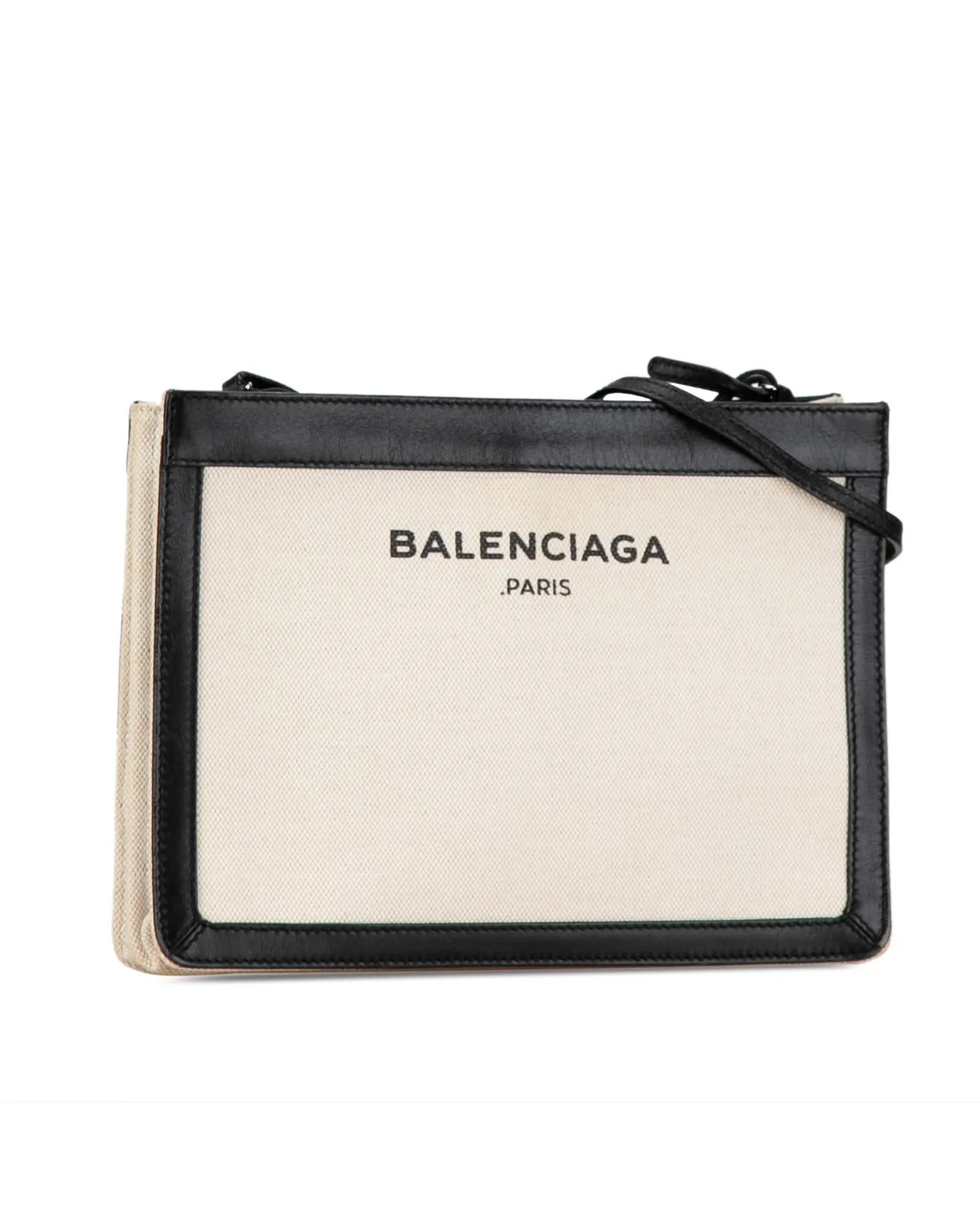 Canvas and Leather Crossbody Bag with Zip Closure