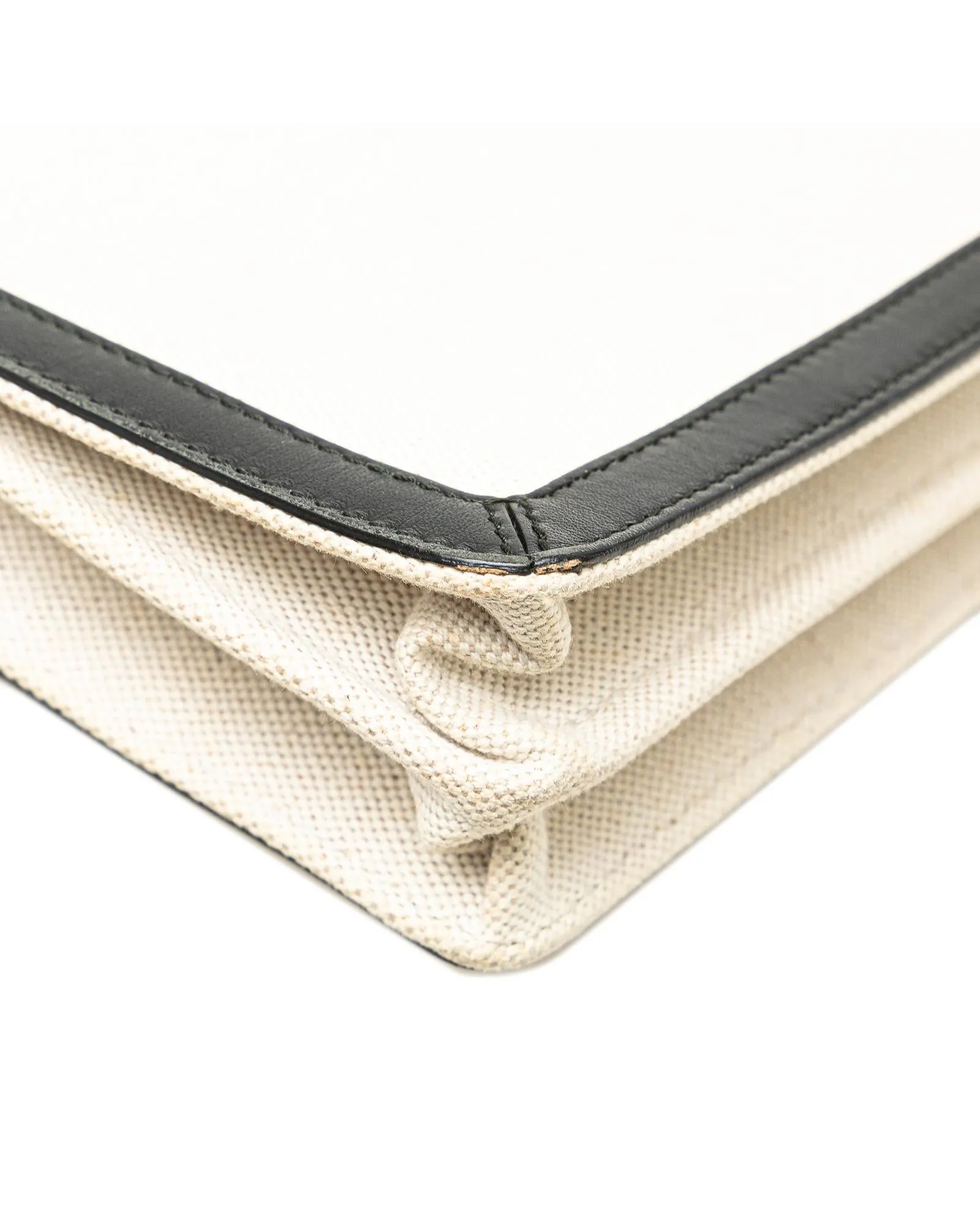 Canvas and Leather Crossbody Bag with Zip Closure
