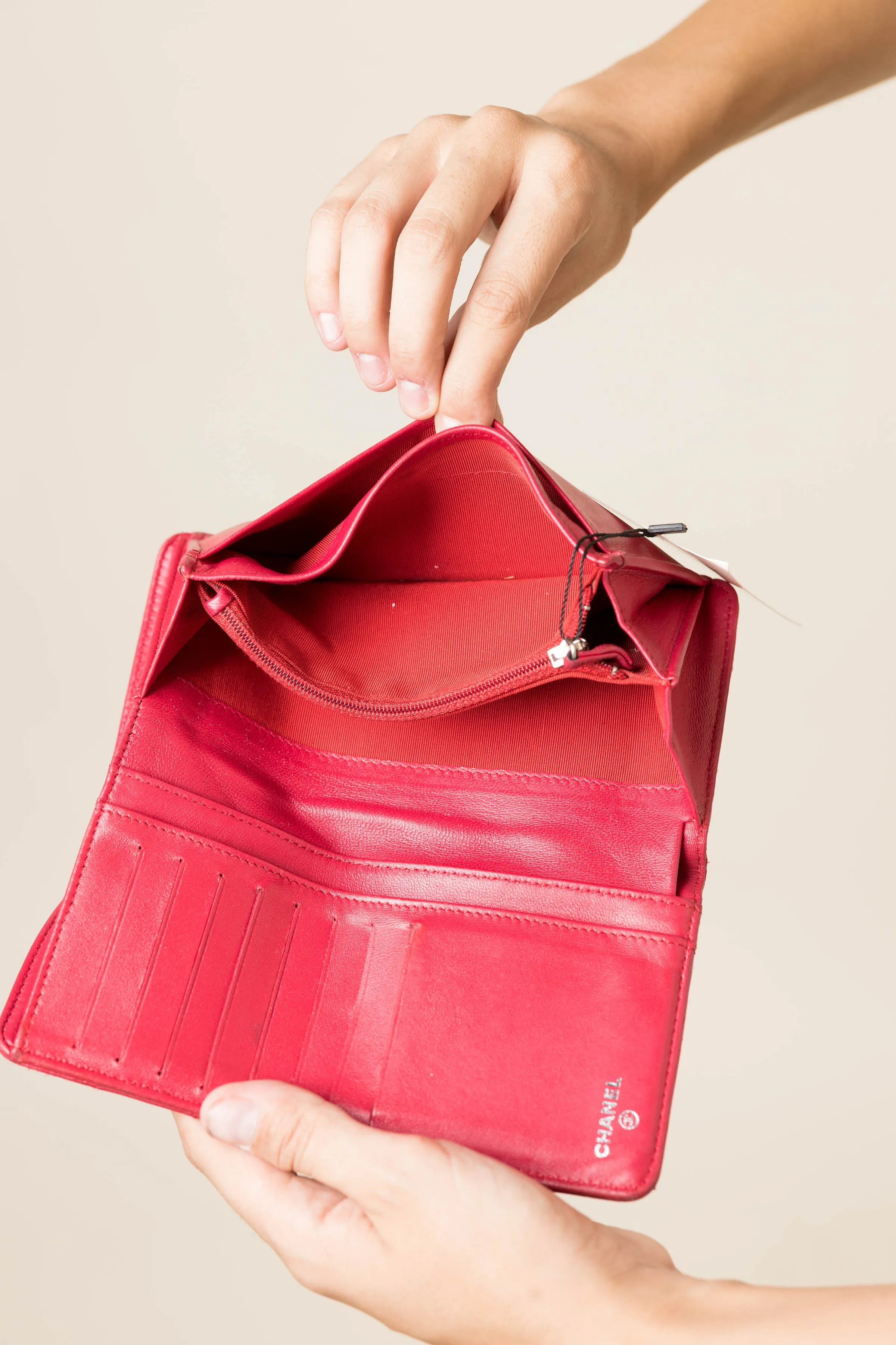 Chanel Red Padded Vintage Wallet 2
