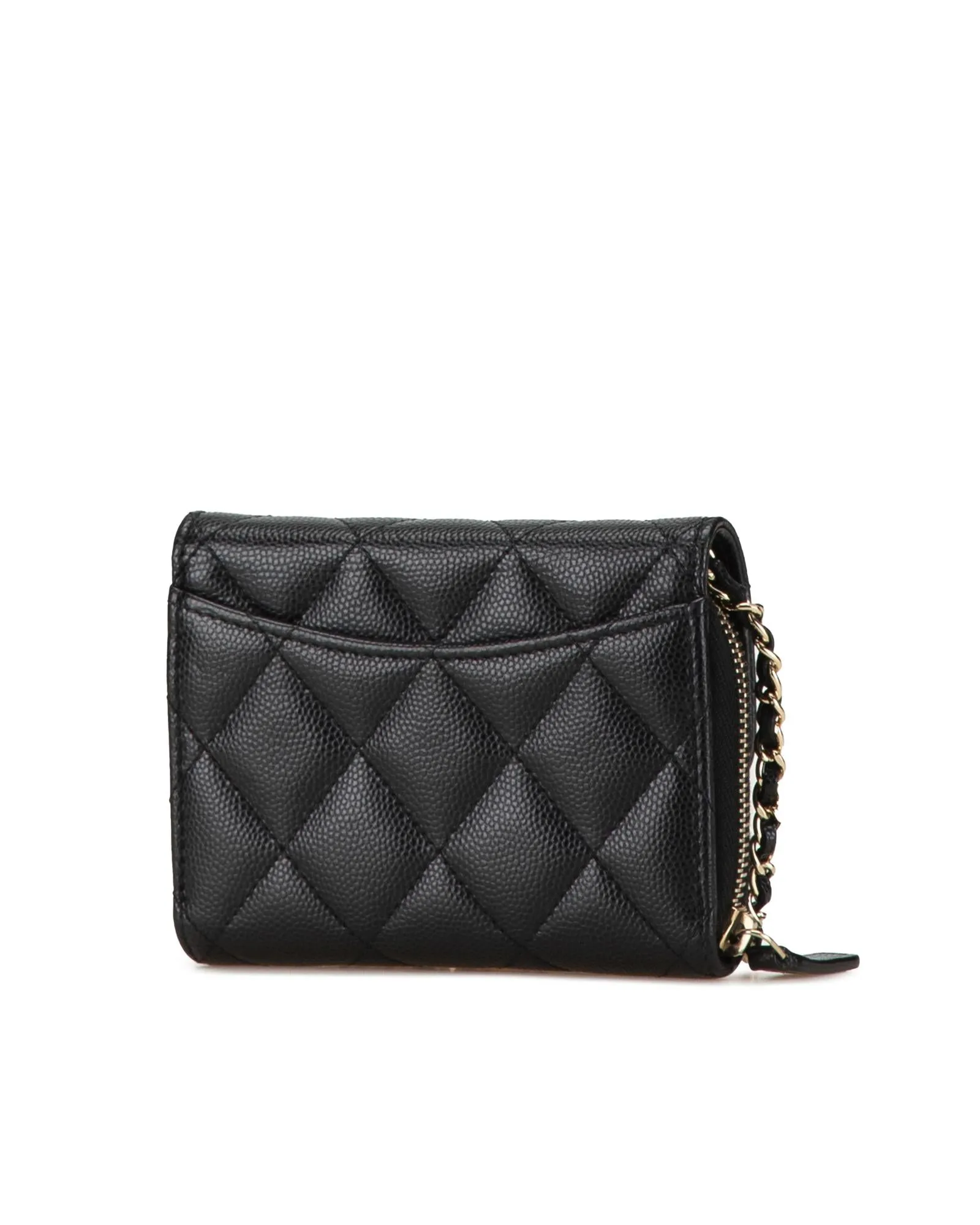 Classic Quilted Leather Coin Pouch with Chain Strap