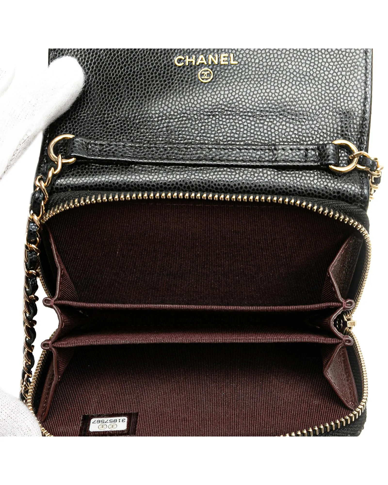 Classic Quilted Leather Coin Pouch with Chain Strap
