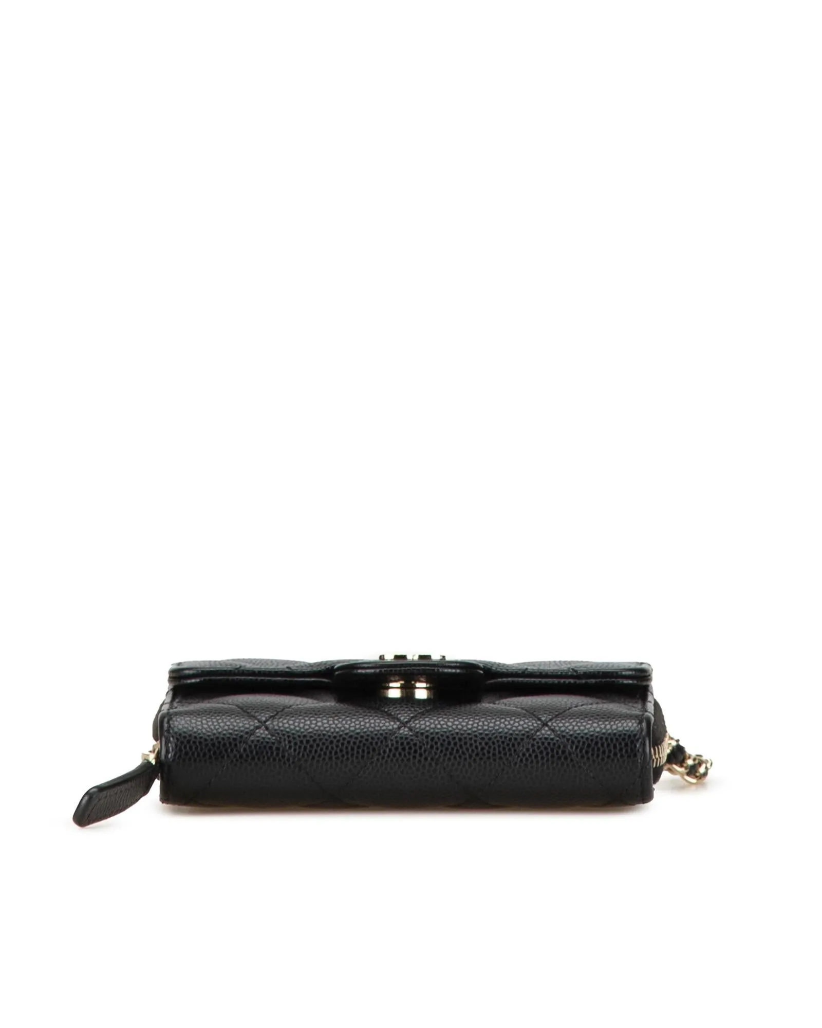 Classic Quilted Leather Coin Pouch with Chain Strap