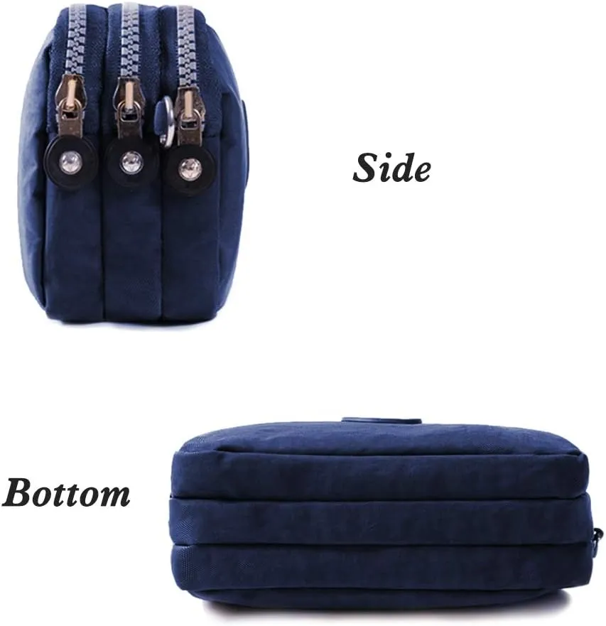 Crossbody Shoulder Bag for Women, Lightweight Travel Purse 3 Layers Zipper Wallet Wrist Bags Casual Sling Bags