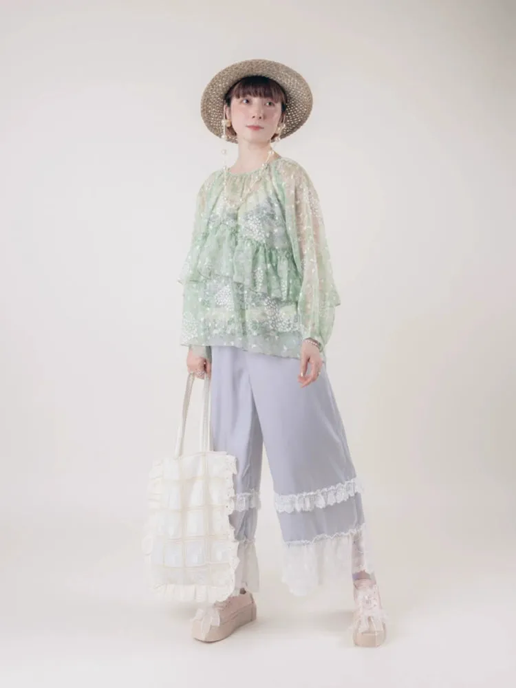 Embroidered mushroom lace handbag【s0000006894】