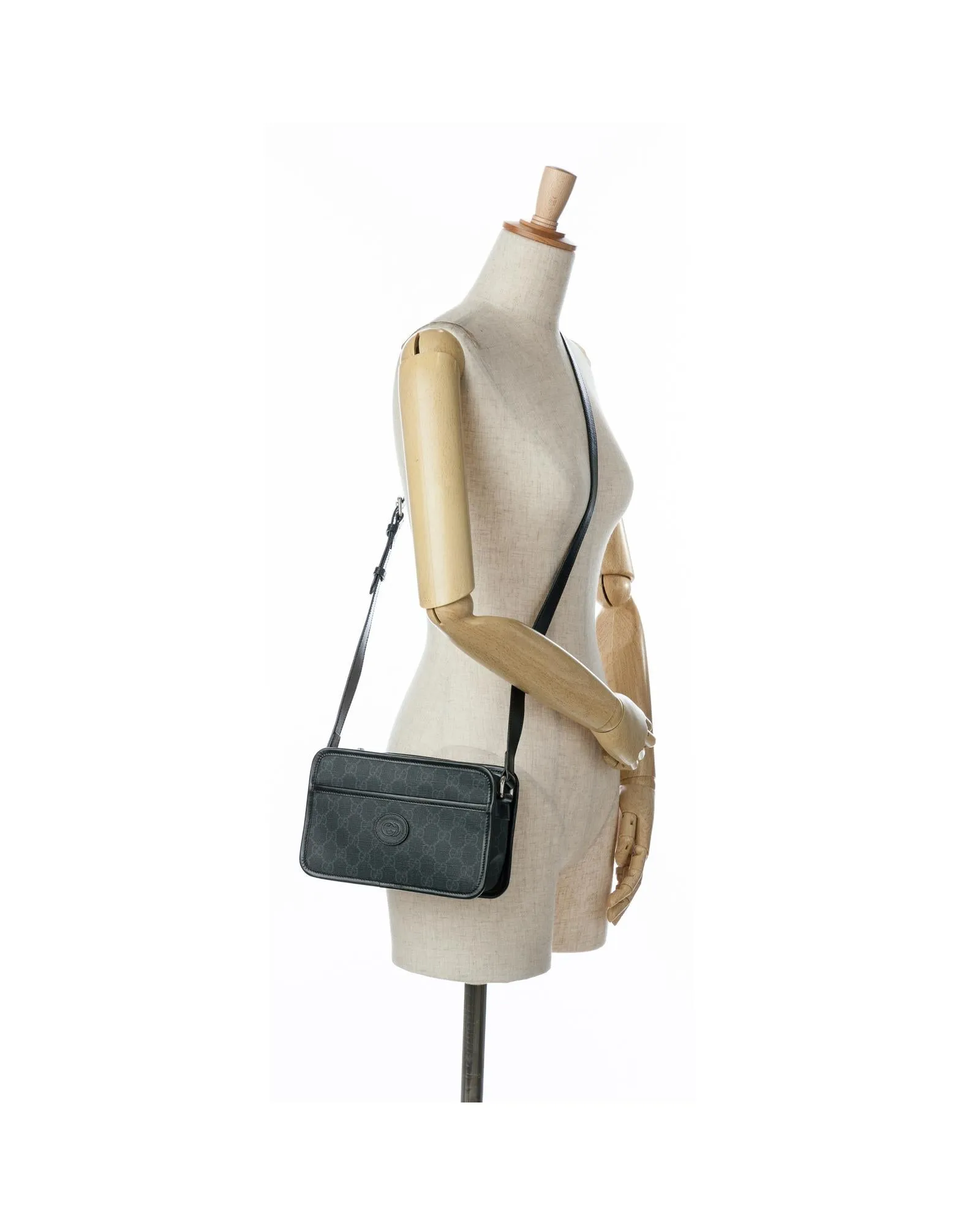 GG Supreme Interlocking GG Crossbody Bag with Leather Trim and Slip Pockets