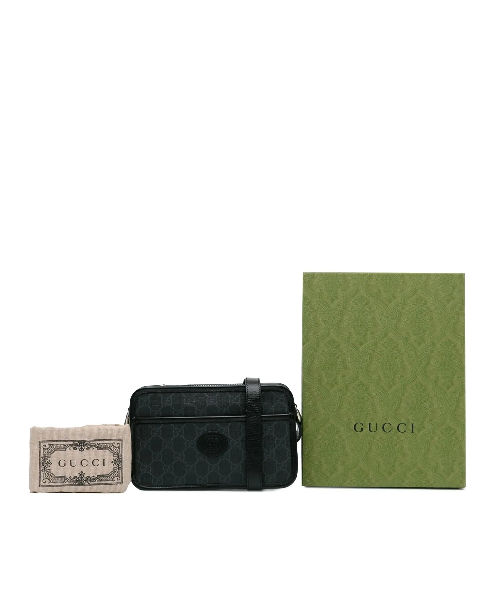 GG Supreme Interlocking GG Crossbody Bag with Leather Trim and Slip Pockets