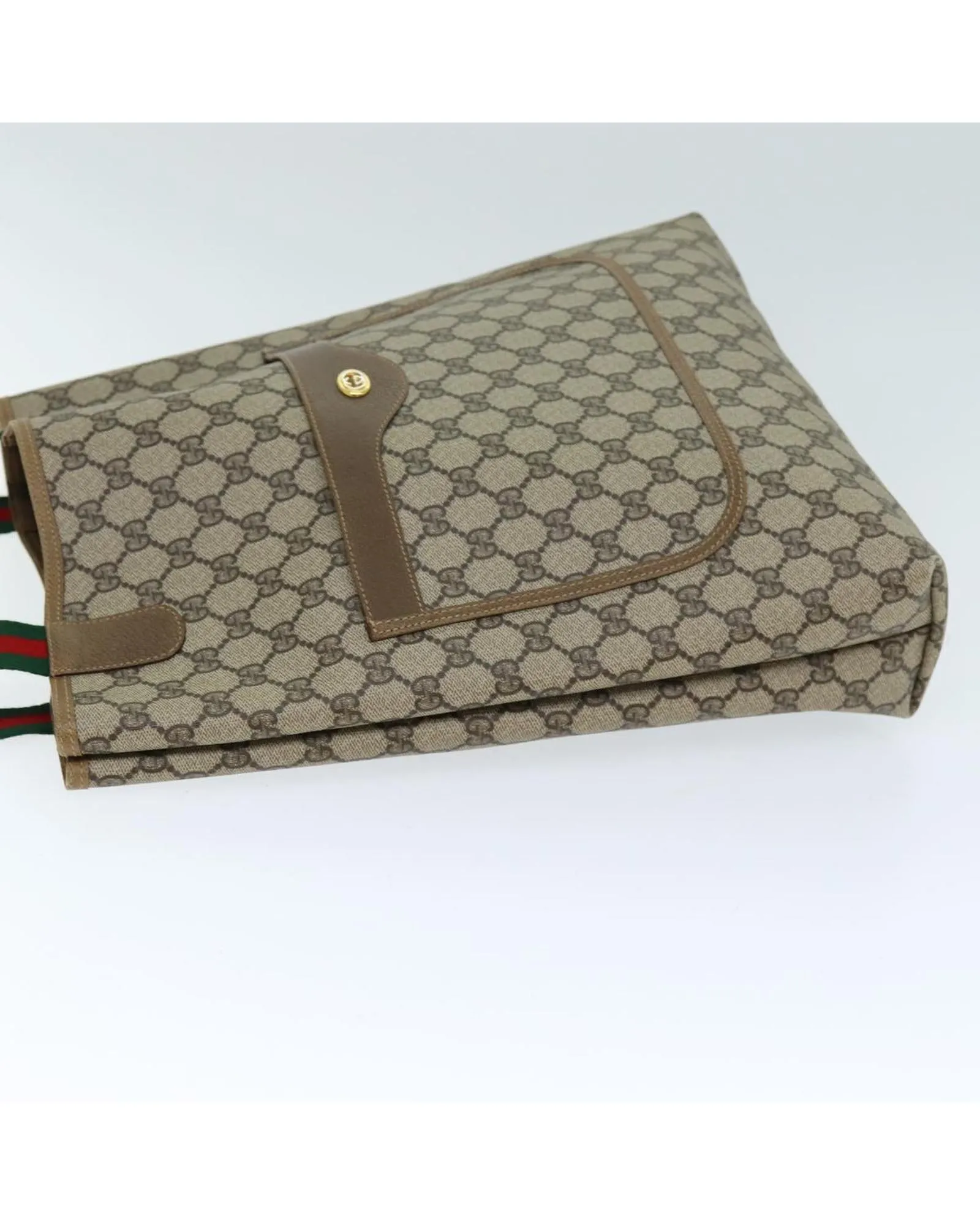 GG Supreme Web Tote Bag in Beige and Red PVC Leather and GG Canvas