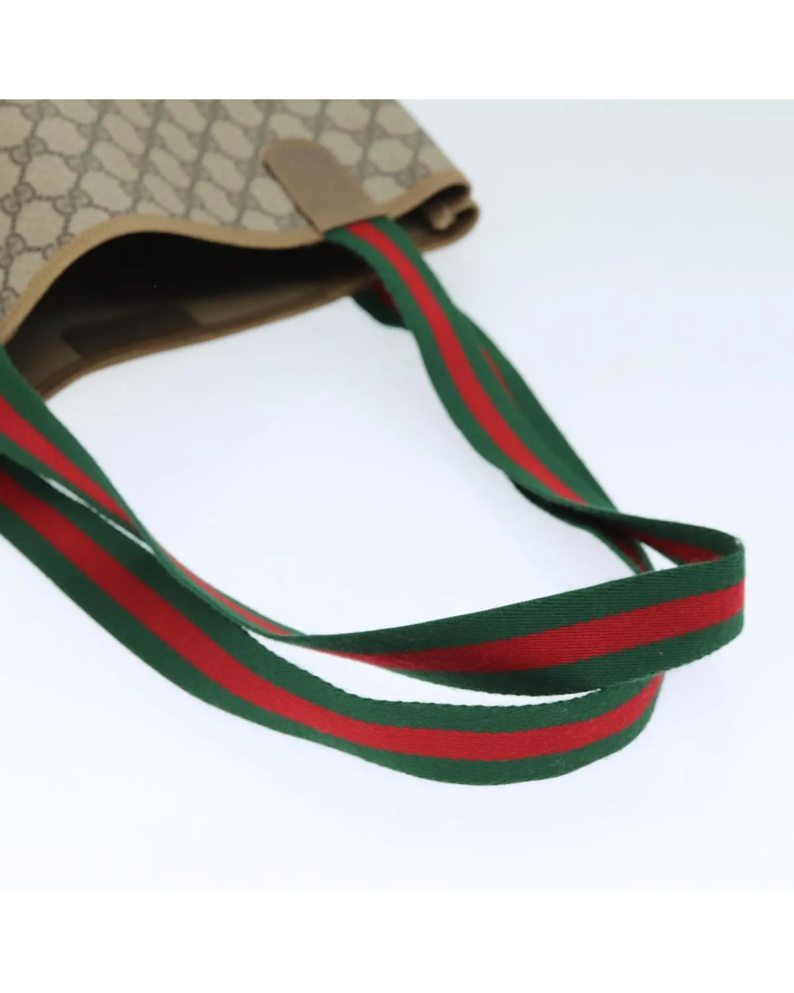 GG Supreme Web Tote Bag in Beige and Red PVC Leather and GG Canvas